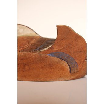 宮本理三郎銘　鴛鴦彩色木彫　S2720 