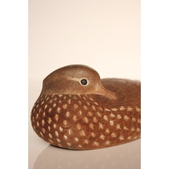 宮本理三郎銘　鴛鴦彩色木彫　S2720 