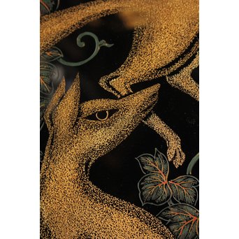 稲垣豊秋作　彫漆色紙箱’野狐’　S2723 