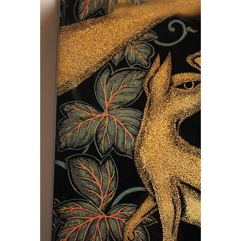 稲垣豊秋作　彫漆色紙箱’野狐’　S2723 