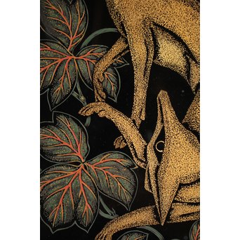 稲垣豊秋作　彫漆色紙箱’野狐’　S2723 