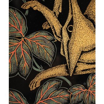 稲垣豊秋作　彫漆色紙箱’野狐’　S2723 