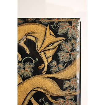 稲垣豊秋作　彫漆色紙箱’野狐’　S2723 