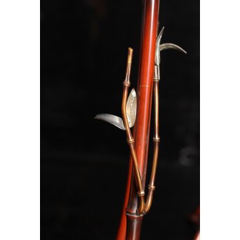 猩々堂紹美造　緋銅竹式燭台一対　J2328 