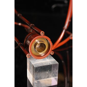 猩々堂紹美造　緋銅竹式燭台一対　J2328 