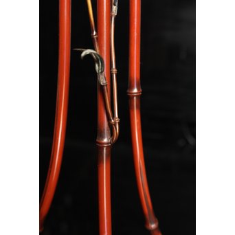 猩々堂紹美造　緋銅竹式燭台一対　J2328 