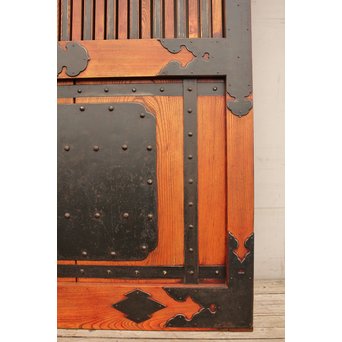 豪華鉄金具総欅格子蔵戸　W468Y 