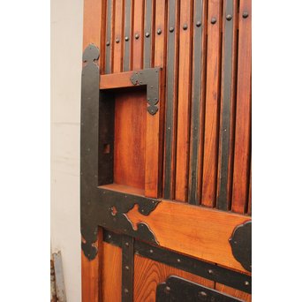 豪華鉄金具総欅格子蔵戸　W468Y 