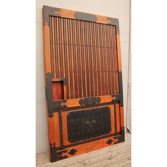 豪華鉄金具総欅格子蔵戸　W468Y 