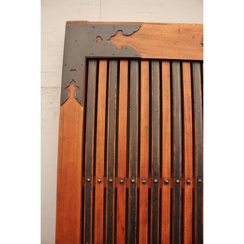 豪華鉄金具総欅格子蔵戸　W468Y 