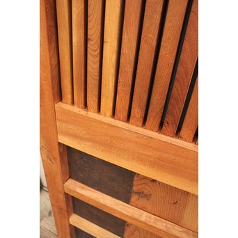 豪華鉄金具総欅格子蔵戸　W468Y 