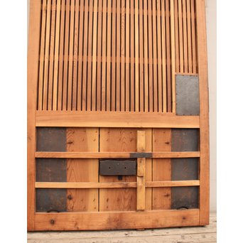 豪華鉄金具総欅格子蔵戸　W468Y 