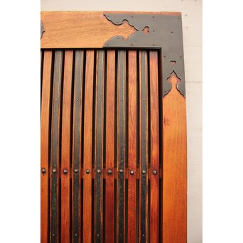 豪華鉄金具総欅格子蔵戸　W468Y 