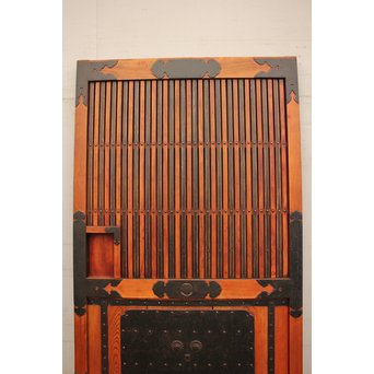 豪華鉄金具総欅格子蔵戸　W468Y 