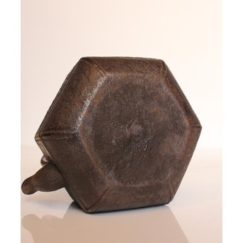 堤手銀象嵌　斑柴銅蓋菊蘭竹梅　釜師系六角鉄瓶　H456 