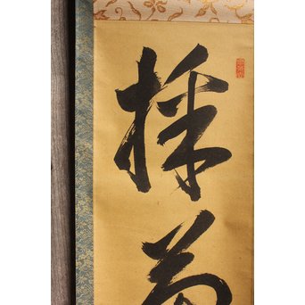 裏千家十四代宗室/淡々斎  一行書[采菊東籬下] 掛軸/茶掛　K296 