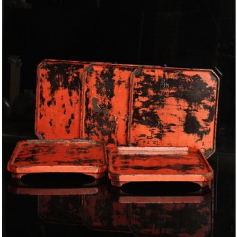 根来膳/盆　5客1組　J2346