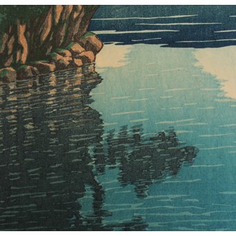 川瀬巴水 版画十和田湖 美術社版/るみ版　S2741 