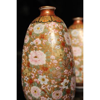 九谷焼鏑木製　徳利一対　S2742 