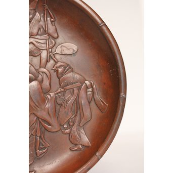 鳥獣戯画風　雀の祝辞銅香盆/小盆　K305 