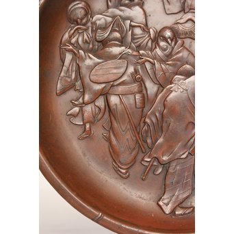 鳥獣戯画風　雀の祝辞銅香盆/小盆　K305 