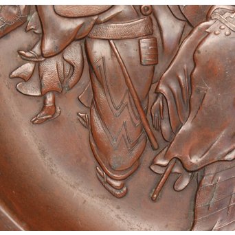 鳥獣戯画風　雀の祝辞銅香盆/小盆　K305 