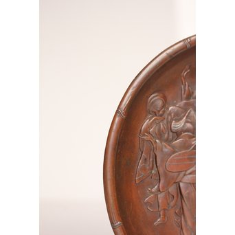 鳥獣戯画風　雀の祝辞銅香盆/小盆　K305 