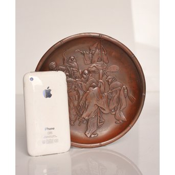 鳥獣戯画風　雀の祝辞銅香盆/小盆　K305 