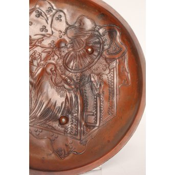 鳥獣戯画風　雀の祝辞銅香盆/小盆　K305 