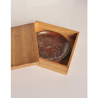 鳥獣戯画風　雀の祝辞銅香盆/小盆　K305 