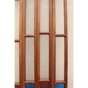 多色ガラス細身欄間/明り取り　4枚1組　R1861 