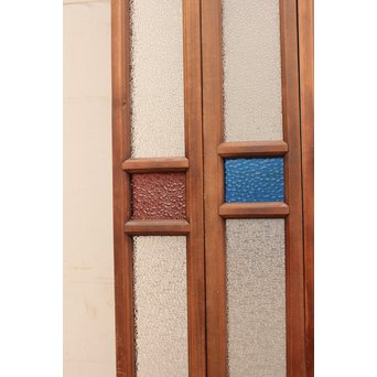 多色ガラス細身欄間/明り取り　4枚1組　R1861 