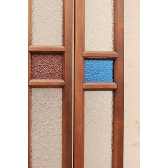 多色ガラス細身欄間/明り取り　4枚1組　R1861 