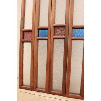 多色ガラス細身欄間/明り取り　4枚1組　R1861 