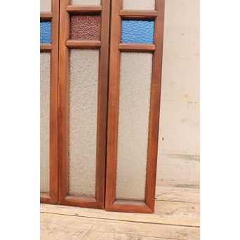 多色ガラス細身欄間/明り取り　4枚1組　R1861 