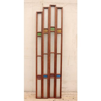多色ガラス細身欄間/明り取り　4枚1組　R1861 