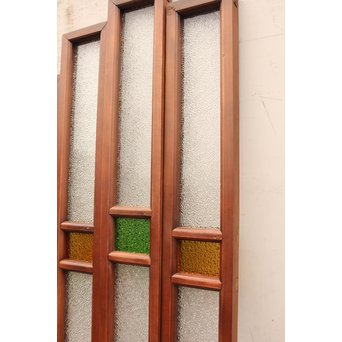 多色ガラス細身欄間/明り取り　4枚1組　R1861 