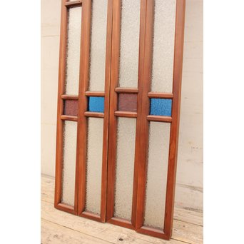 多色ガラス細身欄間/明り取り　4枚1組　R1861 