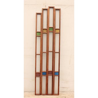 多色ガラス細身欄間/明り取り　4枚1組　R1861