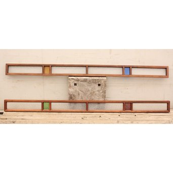 多色ガラス細身欄間/明り取り　4枚1組　R1861 