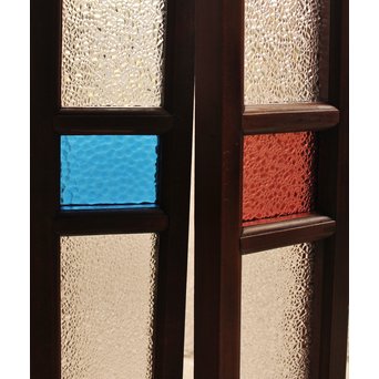 多色ガラス細身欄間/明り取り　4枚1組　R1861 