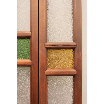 多色ガラス細身欄間/明り取り　4枚1組　R1861 