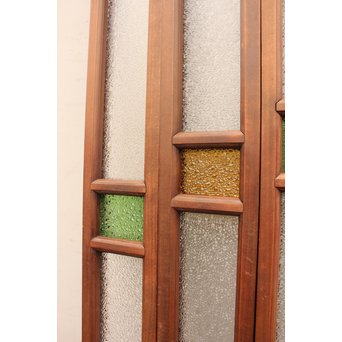 多色ガラス細身欄間/明り取り　4枚1組　R1861 