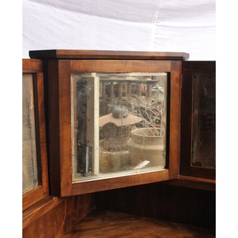 軽井沢彫引手　大正アールデコ家具化粧机と椅子　G261 