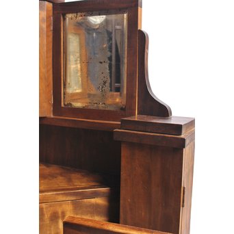 軽井沢彫引手　大正アールデコ家具化粧机と椅子　G261 