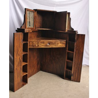 軽井沢彫引手　大正アールデコ家具化粧机と椅子　G261 