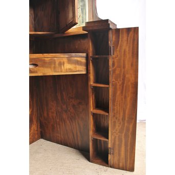 軽井沢彫引手　大正アールデコ家具化粧机と椅子　G261 