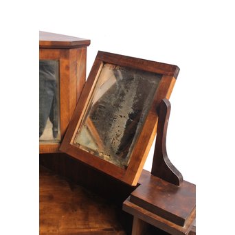 軽井沢彫引手　大正アールデコ家具化粧机と椅子　G261 