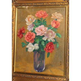 鱸利彦「薔薇」 油彩6号　S2771 