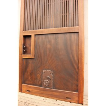 総欅一枚板の格子蔵戸　W483 